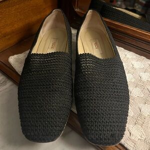 TALBOTS Classic *Vintage* Woven Knit Slip‎ On Loafers Black Women's Size 9C GUC
